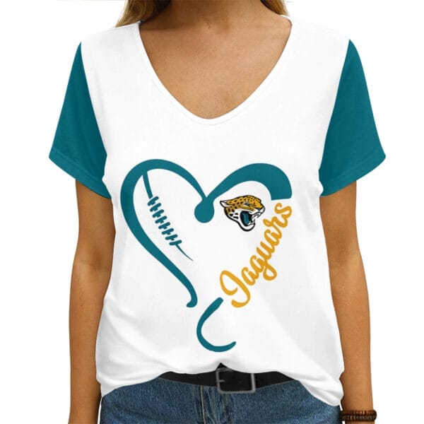 Jacksonville Jaguars V-neck Women T-shirt AGC63 - Image 2