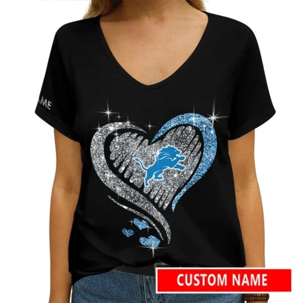 Detroit Lions Personalized V-neck Women T-shirt AGCWTS199 - Image 2