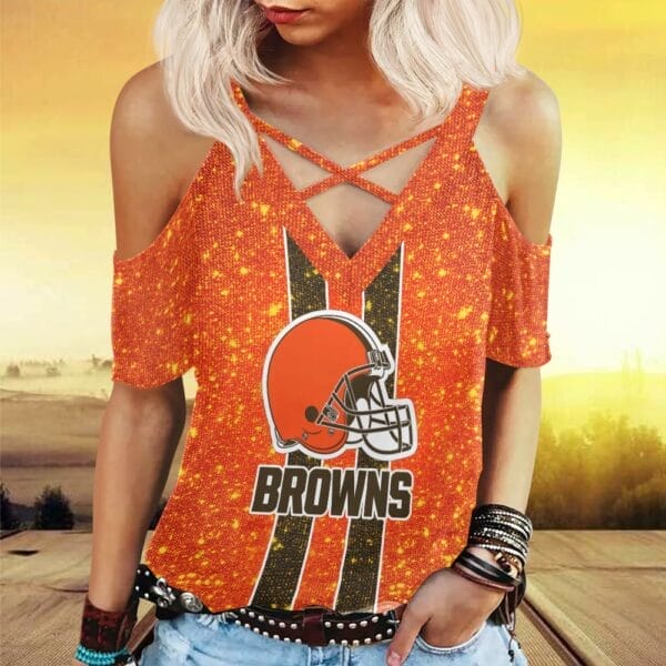 Cleveland Browns Miss Hollow Out Blouse Shirt BG014