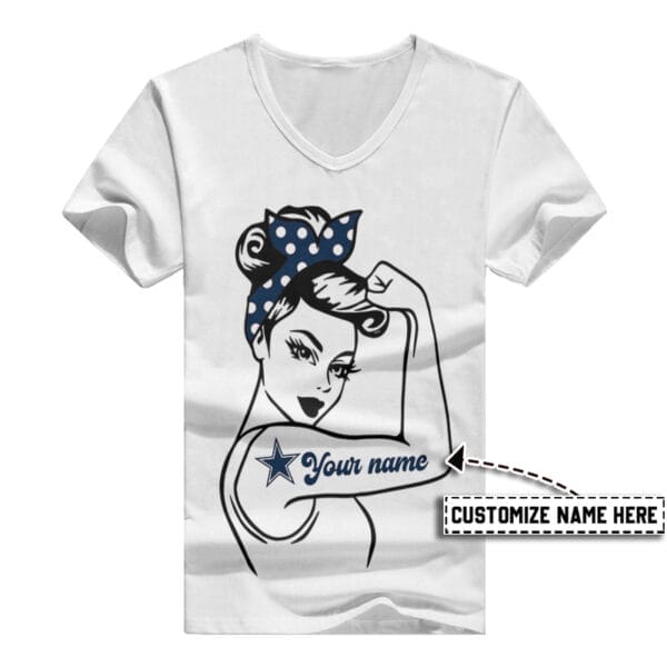 Dallas Cowboys Personalized V-neck Women T-shirt BG532 - Image 2