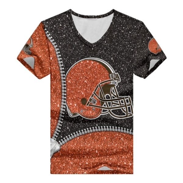 Cleveland Browns Personalized V-neck Women T-shirt BG670 - Image 2