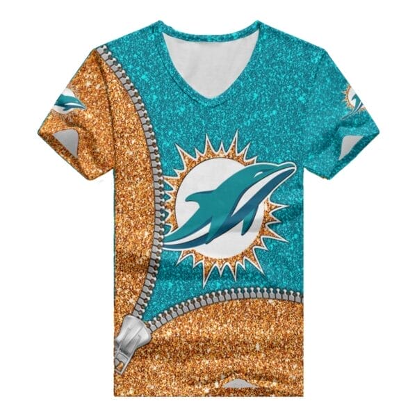 Miami Dolphins Personalized V-neck Women T-shirt BG680 - Image 2
