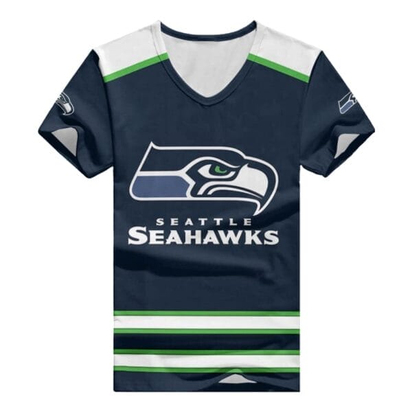 Seattle Seahawks V-neck Women T-shirt BG750 - Image 2