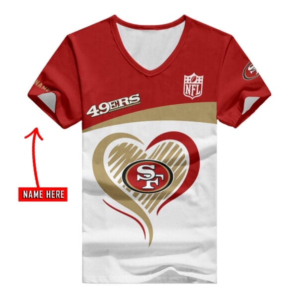 San Francisco 49ers Personalized V-neck Women T-shirt BG989 - Image 2