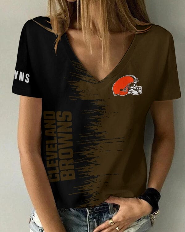 Cleveland Browns Summer V-neck Women T-shirt BG14 - Image 5
