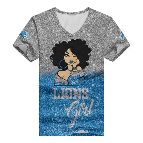 Detroit Lions Personalized Summer V-neck Women T-shirt BG39 - Image 2