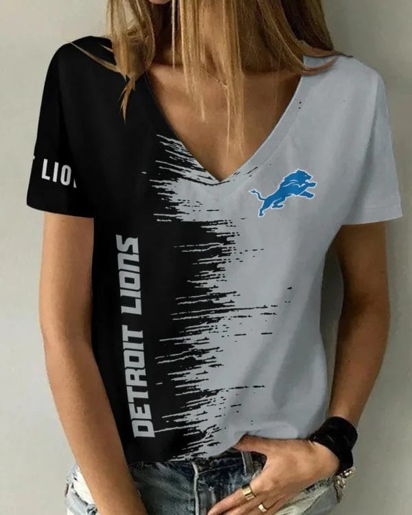 Detroit Lions Summer V-neck Women T-shirt BG18 - Image 5