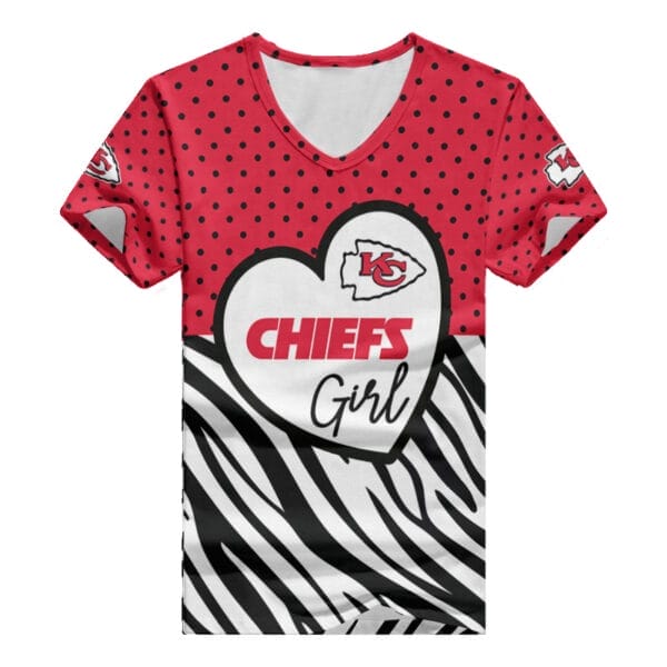 Kansas City Chiefs Personalized Summer V-neck Women T-shirt BG341 - Image 2