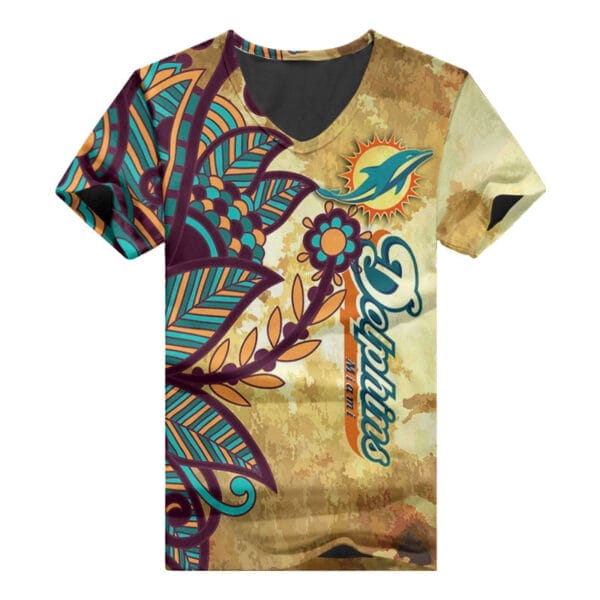 Miami Dolphins Summer V-neck Women T-shirt BG413 - Image 3