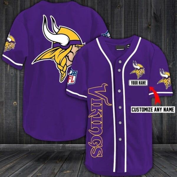 Minnesota Vikings Personalized Baseball Jersey Shirt 73 - Image 4