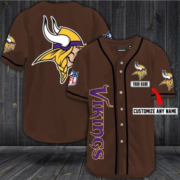 Minnesota Vikings Personalized Baseball Jersey Shirt 73 - Image 2