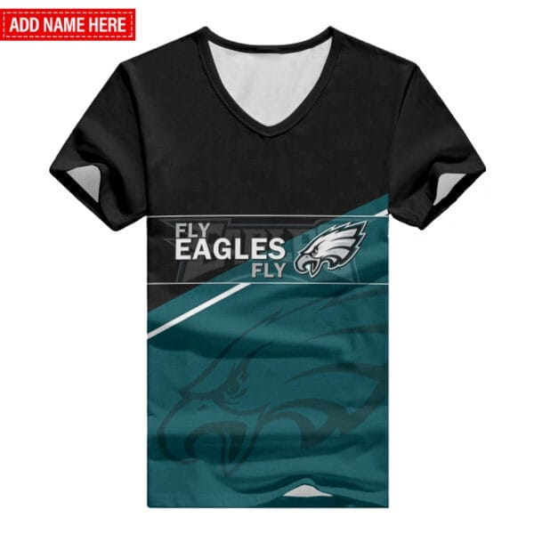 Philadelphia Eagles Personalized Summer V-neck Women T-shirt BG380 - Image 2