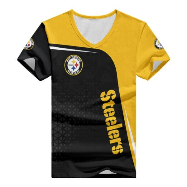 Pittsburgh Steelers Summer V-neck Women T-shirt BG318 - Image 2