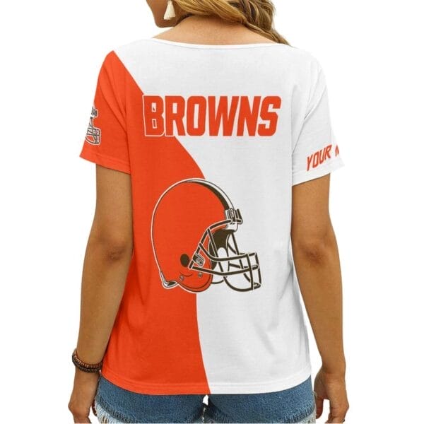 Cleveland Browns Personalized V-neck Women T-shirt - Image 3