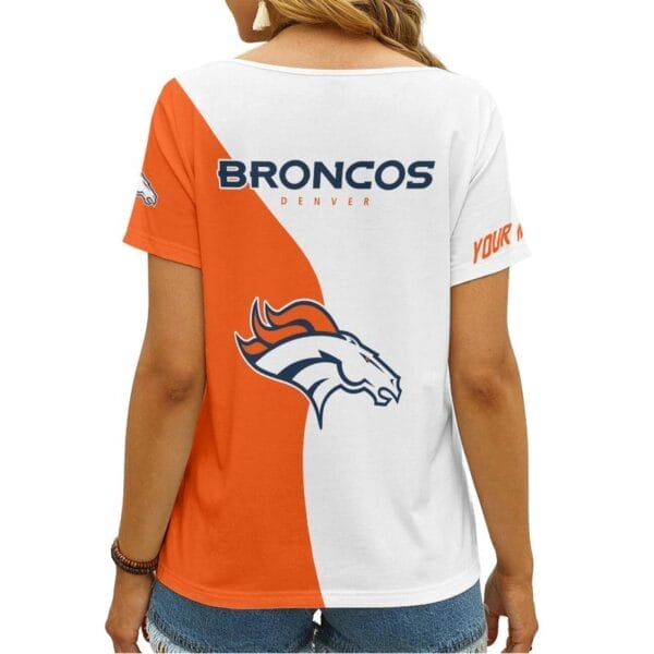 Denver Broncos Personalized V-neck Women T-shirt - Image 2