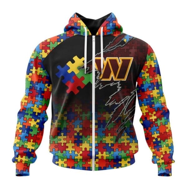 Washington Commanders Special Autism Awareness Design Hoodie Zip Hoodie T-shirt Sweatshirt - Image 2