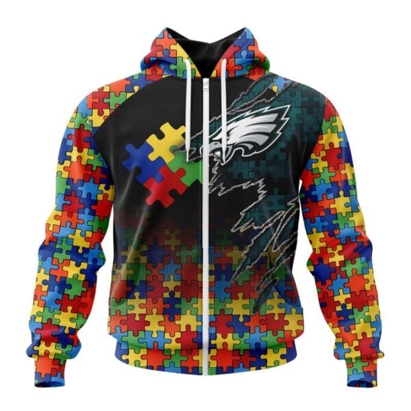 Philadelphia Eagles Special Autism Awareness Design Hoodie Zip Hoodie T-shirt Sweatshirt - Image 2