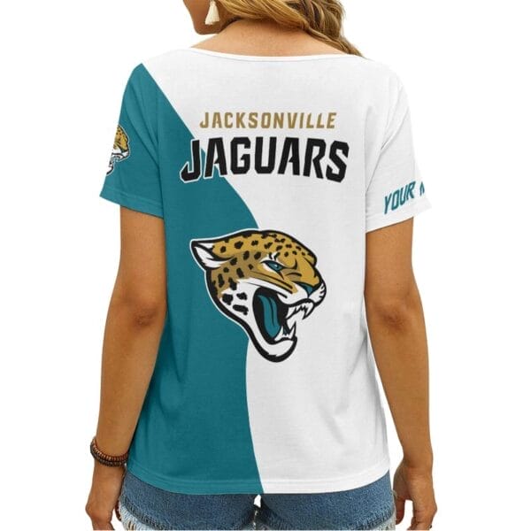 Jacksonville Jaguars Personalized V-neck Women T-shirt - Image 2