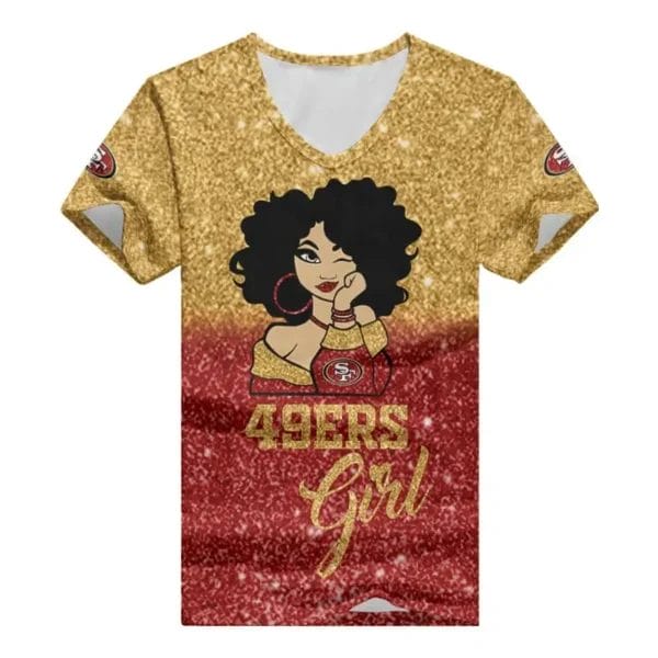 San Francisco 49ers Personalized Summer V-neck Women T-shirt BG35 - Image 3