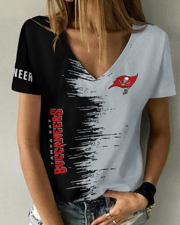 Tampa Bay Buccaneers V-neck Women T-shirt BG12 - Image 5