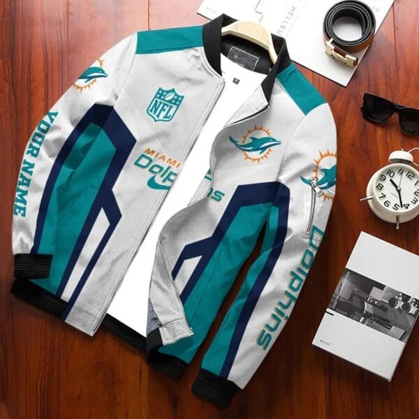 Miami Dolphins Personalized Bomber Jacket BG657 - Image 3