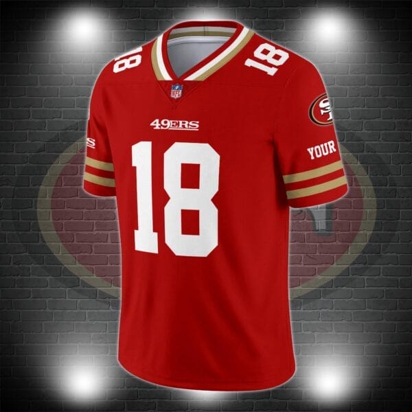 San Francisco 49ers Personalized V-neck Football Jersey Sport Gifts For Fan AZCVFJ036 - Image 2