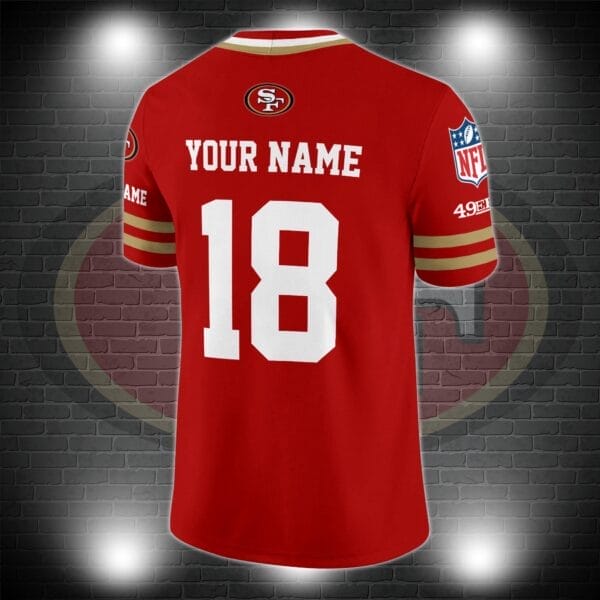 San Francisco 49ers Personalized V-neck Football Jersey Sport Gifts For Fan AZCVFJ036 - Image 3