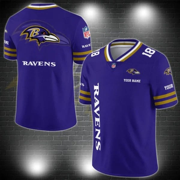 Baltimore Ravens Personalized V-neck Football Jersey Sport Gifts For Fan AZCVFJ030