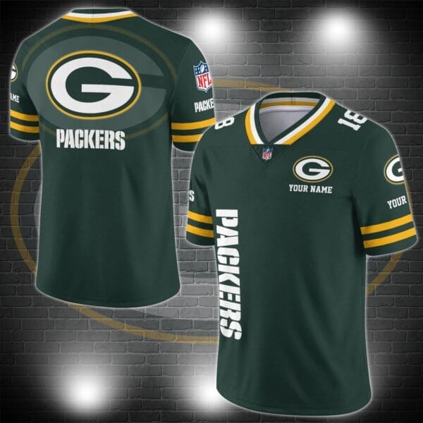 Green Bay Packers Personalized V-neck Football Jersey Sport Gifts For Fan AZCVFJ021