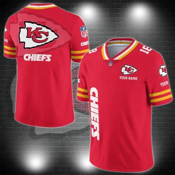Kansas City Chiefs Personalized V-neck Football Jersey Sport Gifts For Fan AZCVFJ017