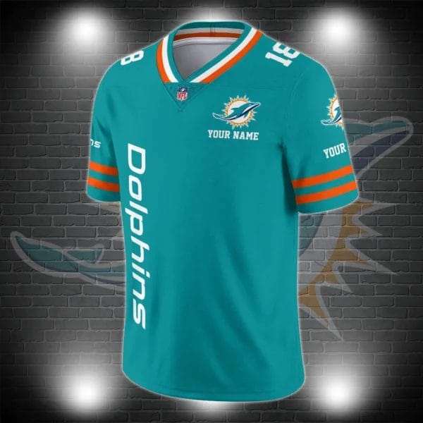 Miami Dolphins Personalized V-neck Football Jersey Sport Gifts For Fan AZCVFJ013 - Image 2