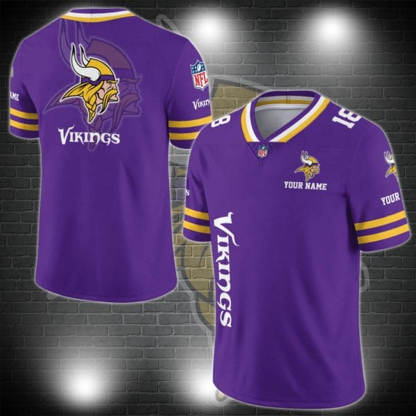 Minnesota Vikings Personalized V-neck Football Jersey Sport Gifts For Fan AZCVFJ002