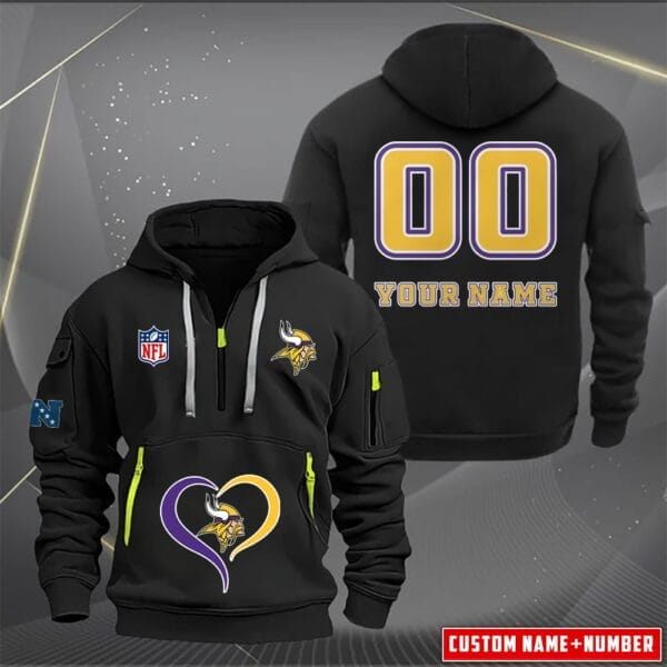 Minnesota Vikings New Personalized Quarter Zip Hoodie Limited Edition AMACOQZH000128 - Image 4