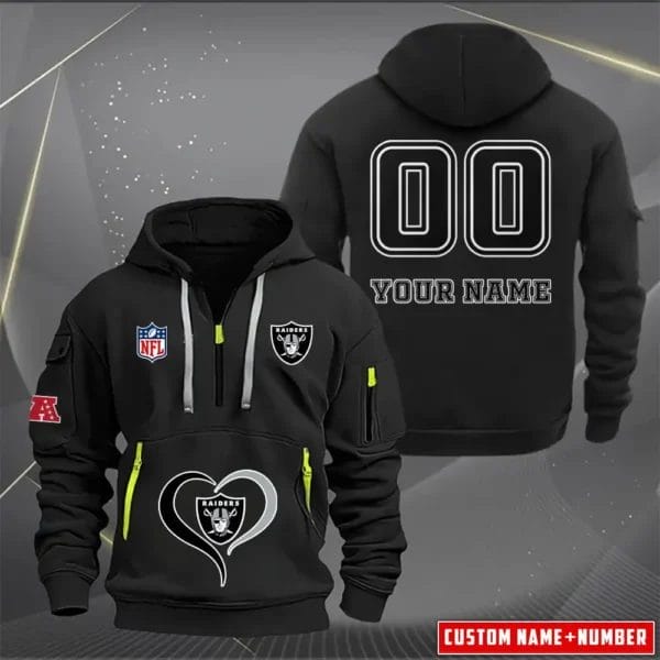 Las Vegas Raiders New Personalized Quarter Zip Hoodie Limited Edition AMACOQZH000129 - Image 4