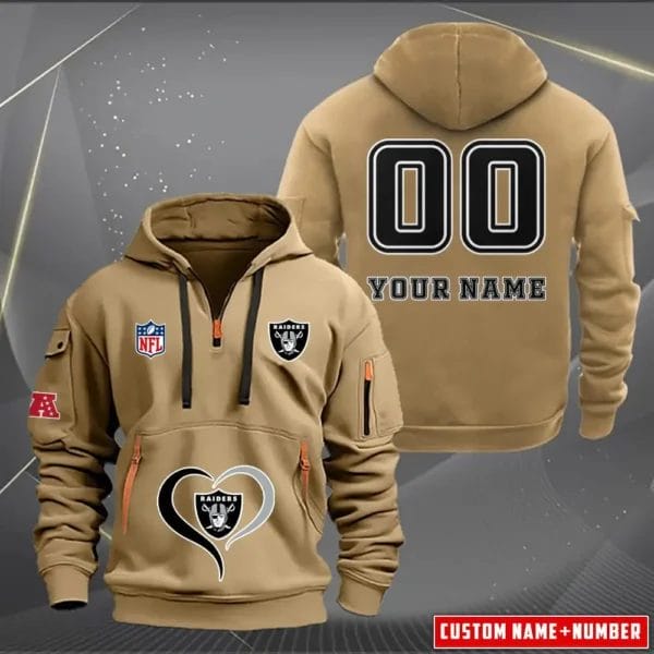 Las Vegas Raiders New Personalized Quarter Zip Hoodie Limited Edition AMACOQZH000129 - Image 3