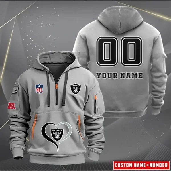 Las Vegas Raiders New Personalized Quarter Zip Hoodie Limited Edition AMACOQZH000129 - Image 2