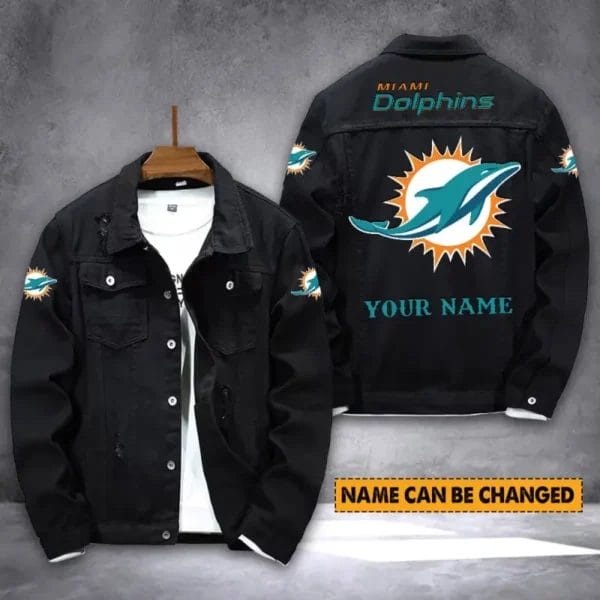 Miami Dolphins Personalized New Denim Jacket S9DJ020 - Image 2