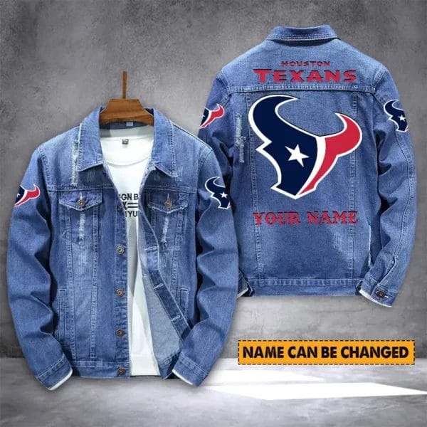 Houston Texans Personalized New Denim Jacket S9DJ016