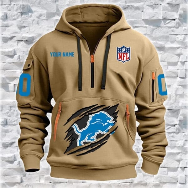 Detroit Lions New Personalized Quarter Zip Hoodie Limited Edition AMACOQZH000067 - Image 2