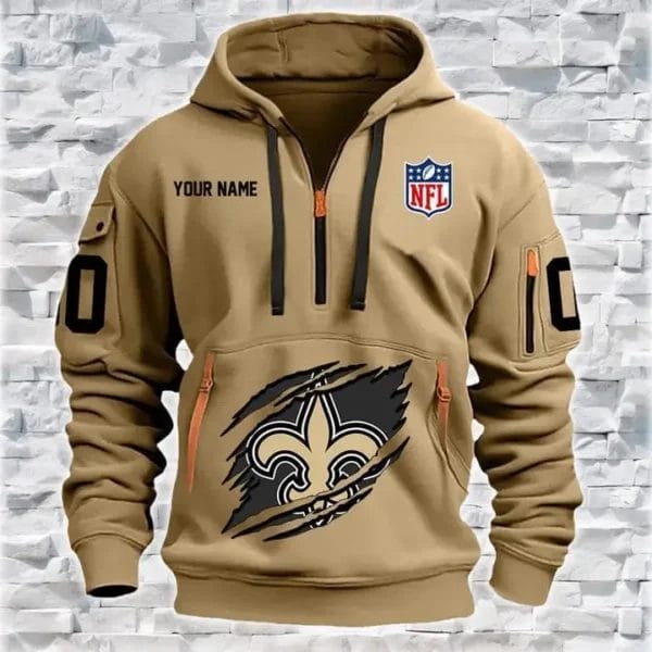 New Orleans Saints New Personalized Quarter Zip Hoodie Limited Edition AMACOQZH000076 - Image 3