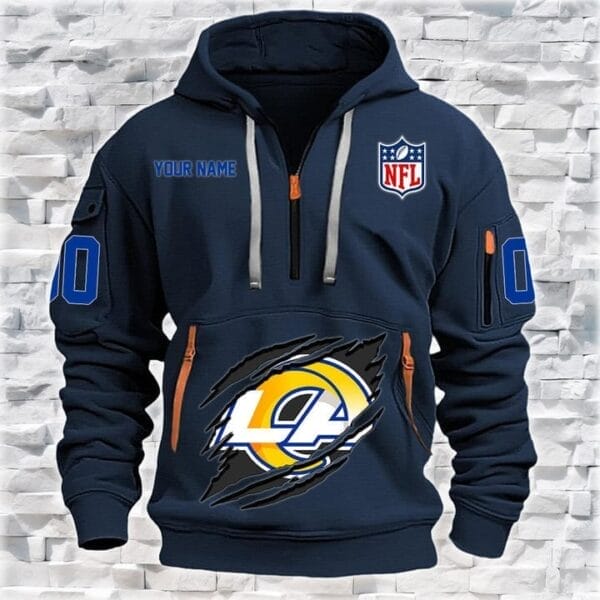 Los Angeles Rams New Personalized Quarter Zip Hoodie Limited Edition AMACOQZH000070 - Image 2