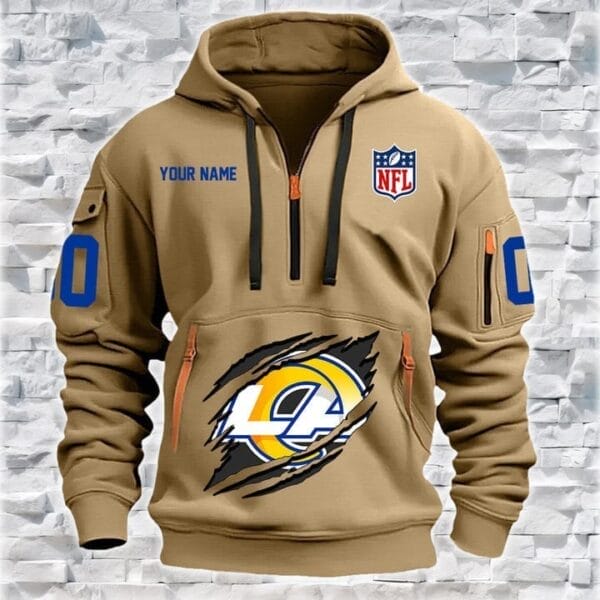 Los Angeles Rams New Personalized Quarter Zip Hoodie Limited Edition AMACOQZH000070 - Image 3