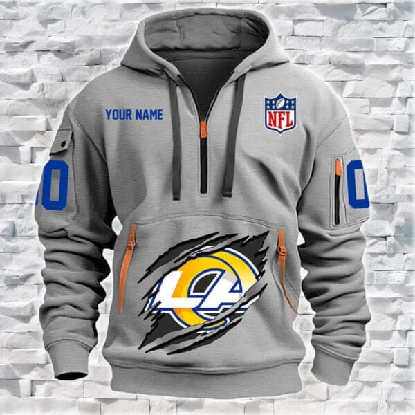 Los Angeles Rams New Personalized Quarter Zip Hoodie Limited Edition AMACOQZH000070