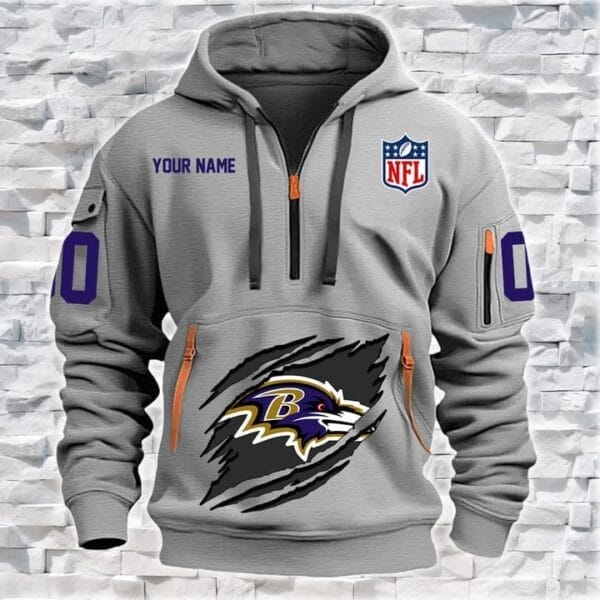 Baltimore Ravens New Personalized Quarter Zip Hoodie Limited Edition AMACOQZH000073