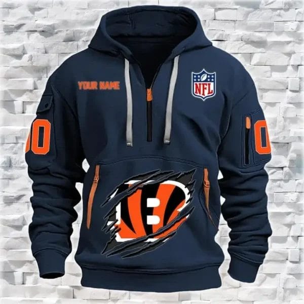 Cincinnati Bengals New Personalized Quarter Zip Hoodie Limited Edition AMACOQZH000084 - Image 2