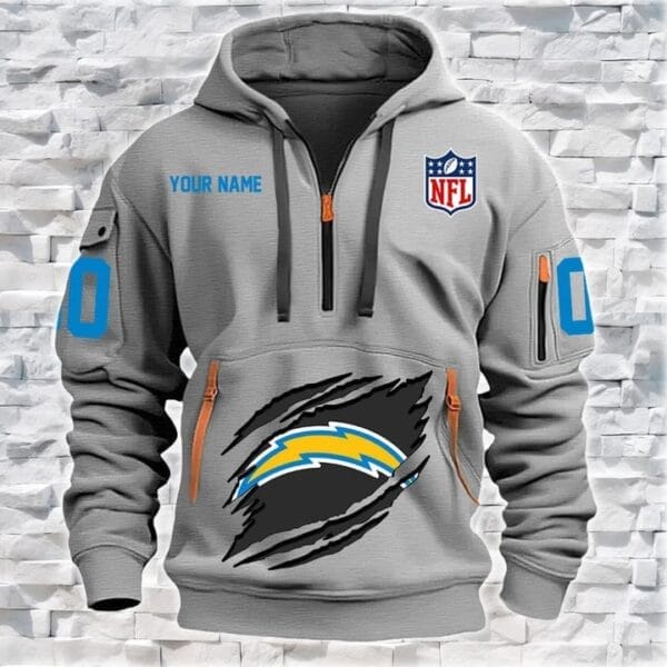 Los Angeles Chargers New Personalized Quarter Zip Hoodie Limited Edition AMACOQZH000081