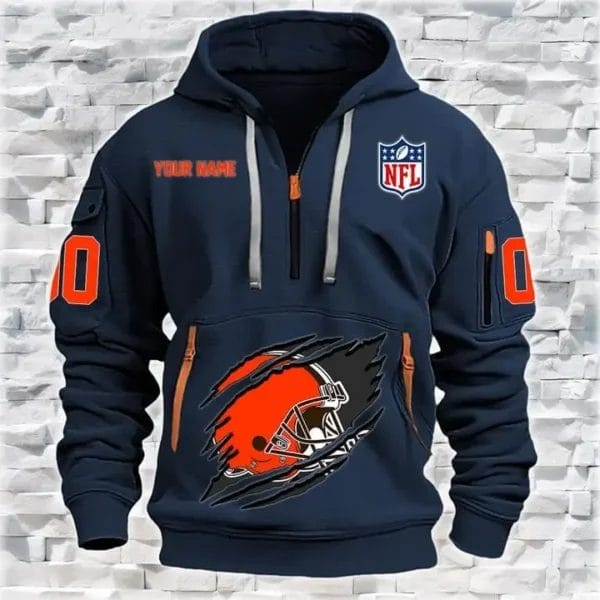 Cleveland Browns New Personalized Quarter Zip Hoodie Limited Edition AMACOQZH000082 - Image 3