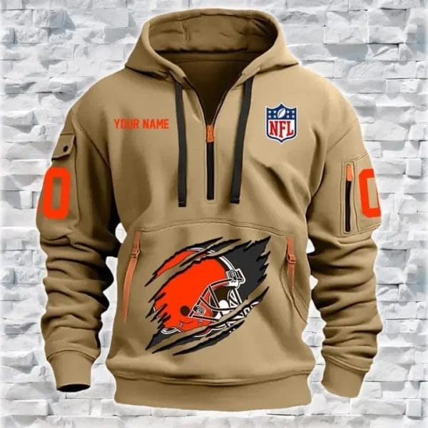 Cleveland Browns New Personalized Quarter Zip Hoodie Limited Edition AMACOQZH000082 - Image 4