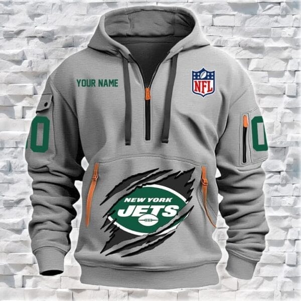 New York Jets New Personalized Quarter Zip Hoodie Limited Edition AMACOQZH000087