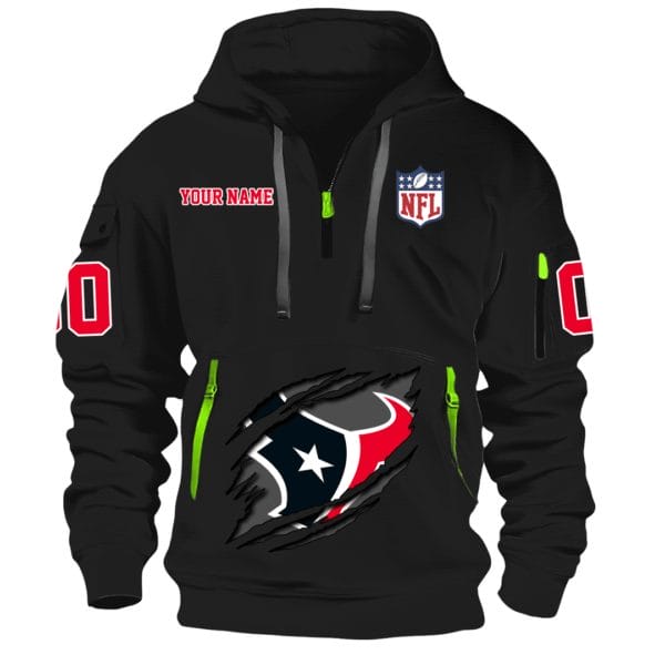Houston Texans New Personalized Quarter Zip Hoodie Limited Edition AMACOQZH000078 - Image 2